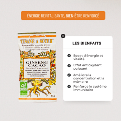 Bio pastilles Ginseng-Cacao - sans sucre, naturelles, fabriquées en France