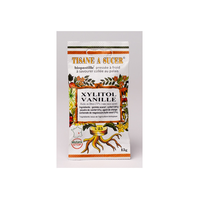 Bio Pastilles Xylitol Vanille - douceur buccale sans sucre, fabriquées en France