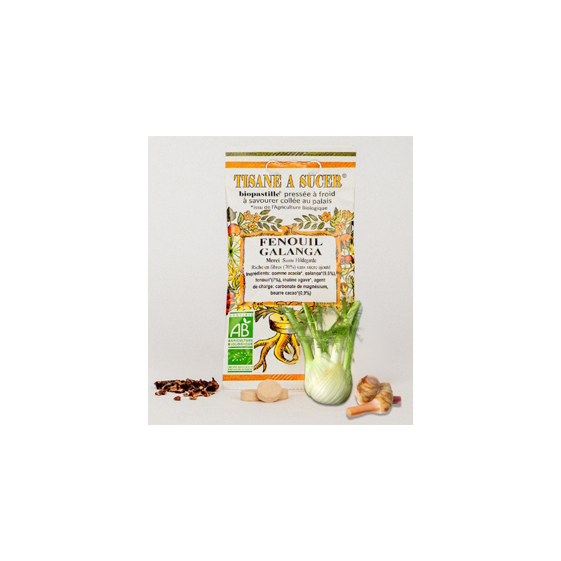 Bio pastilles Fenouil-Galanga - sans sucre, naturelles, fabriquées en France