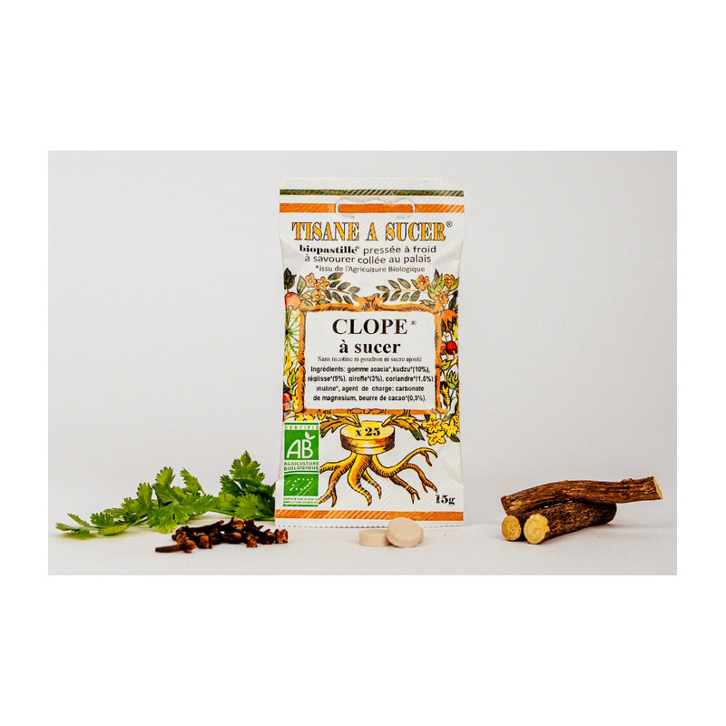 Bio pastilles CLOPE à sucer - alternative naturelle au geste de fumer