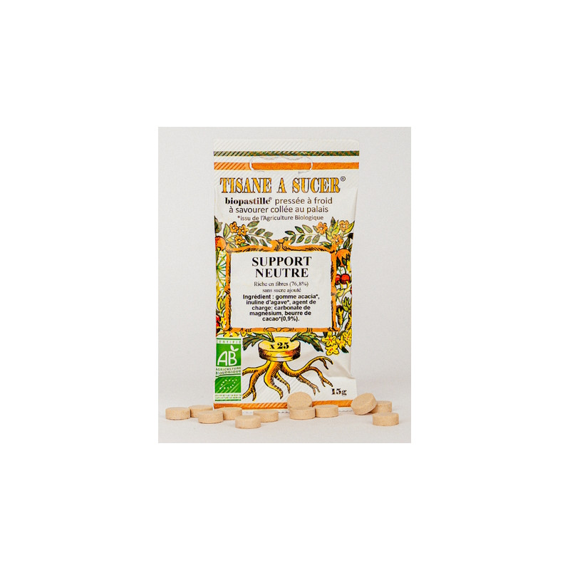 Bio pastilles Support Neutre - sans sucre, naturelles, fabriquées en France