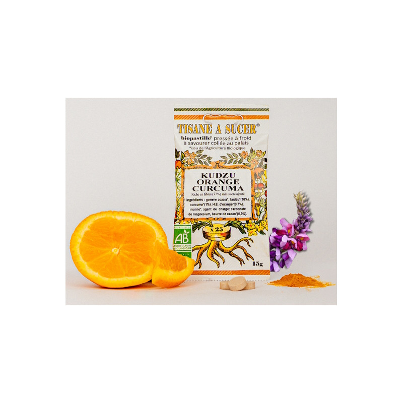 Bio pastilles Kudzu-Orange-Curcuma - alternative naturelle au geste de fumer