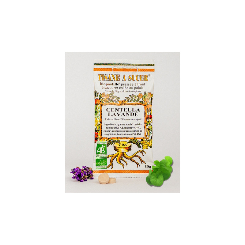 Bio pastilles Centella-Lavande - sans sucre, naturelles, fabriquées en France