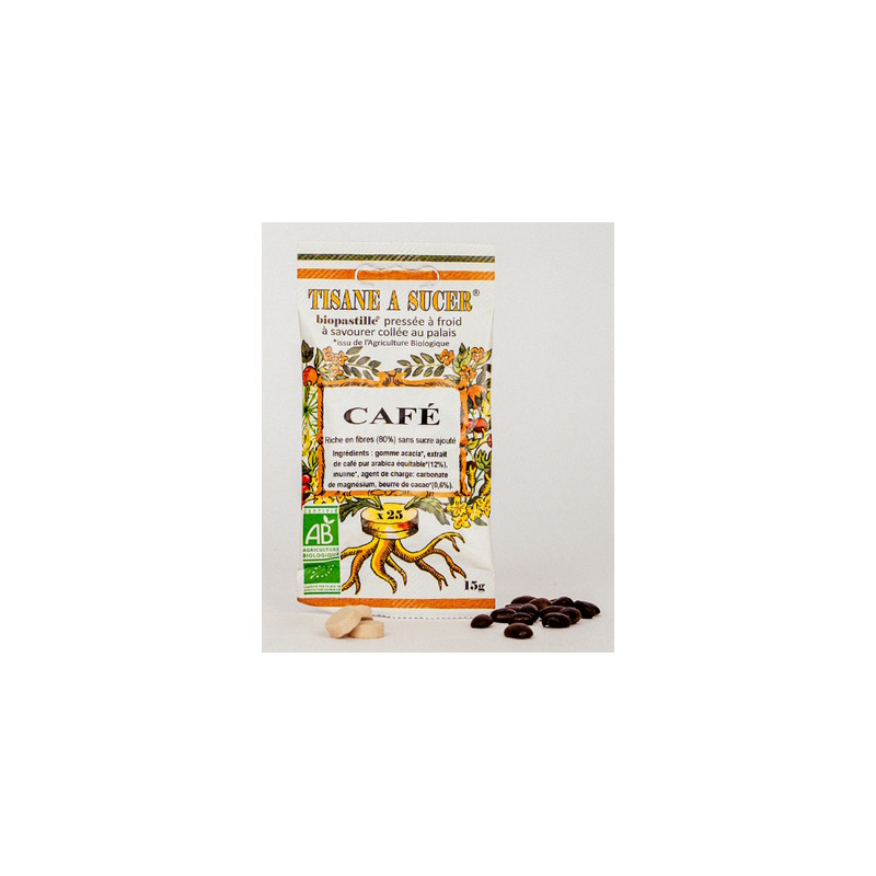 Bio pastilles Café - sans sucre, naturelles, fabriquées en France
