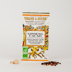 Bio pastilles Ginseng-Cacao - sans sucre, naturelles, fabriquées en France