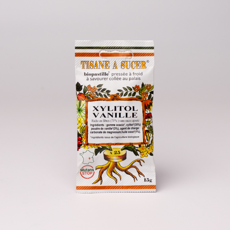 Bio Pastilles Xylitol Vanille - douceur buccale sans sucre, fabriquées en France